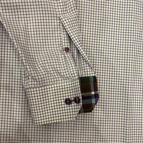 Eton purple plaid men’s size 18/46 dress shirt - Picture 2 of 5